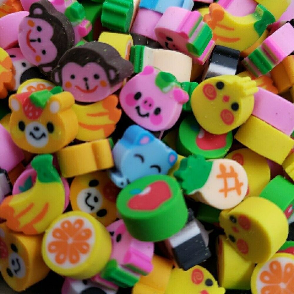 Mini Erasers for Kids Bulk 450 Pieces Small Fun Animal Fruit Erasers Assortment